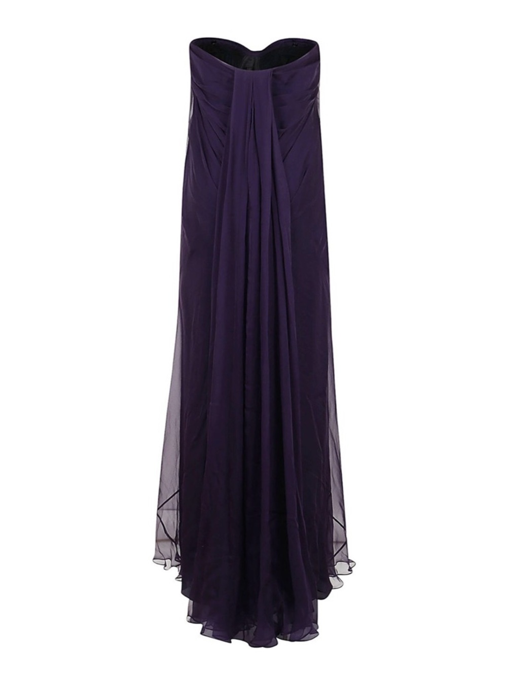 Alexander McQueen Strapless Deep Purple Chiffon Gown - Picture 2 of 5